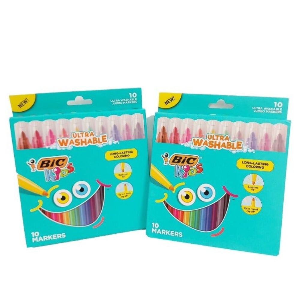 Bic Wasable Markers Kids Coloring Drawing 2 Boxes of 10